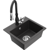 Mexen Milo 1-bowl granite kitchen sink with Savita kitchen tap, black speckled - 6505-76-672601-70