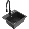 Mexen Milo fregadero de granito de 1 compartimento con grifo de cocina Savita, negro moteado - 6505-76-672601-70-B
