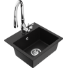 Mexen Milo granite kitchen sink 1-bowl with Savita kitchen tap, black - 6505-77-672601-00