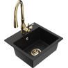 Mexen Milo fregadero de granito de 1 cubeta con grifo de cocina Savita, negro - 6505-77-672601-50