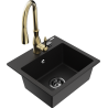 Mexen Milo single-bowl granite sink with Savita kitchen tap, black - 6505-77-672601-50-B