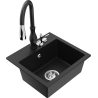 Mexen Milo fregadero de granito de 1 seno con grifo de cocina Savita, negro - 6505-77-672601-70
