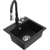 Mexen Milo single-bowl granite sink with Savita kitchen tap, black - 6505-77-672601-70