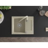 Mexen Enzo fregadero de granito de 1 seno con escurridor y grifo de cocina Savita, beige - 6506-69-672601-69