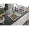 Mexen Enzo Granitspüle 1-Becken mit Abtropffläche und Küchenarmatur Savita, beige - 6506-69-672601-70