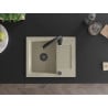 Mexen Enzo Granitspüle 1-Becken mit Abtropffläche und Küchenarmatur Savita, beige - 6506-69-672601-70
