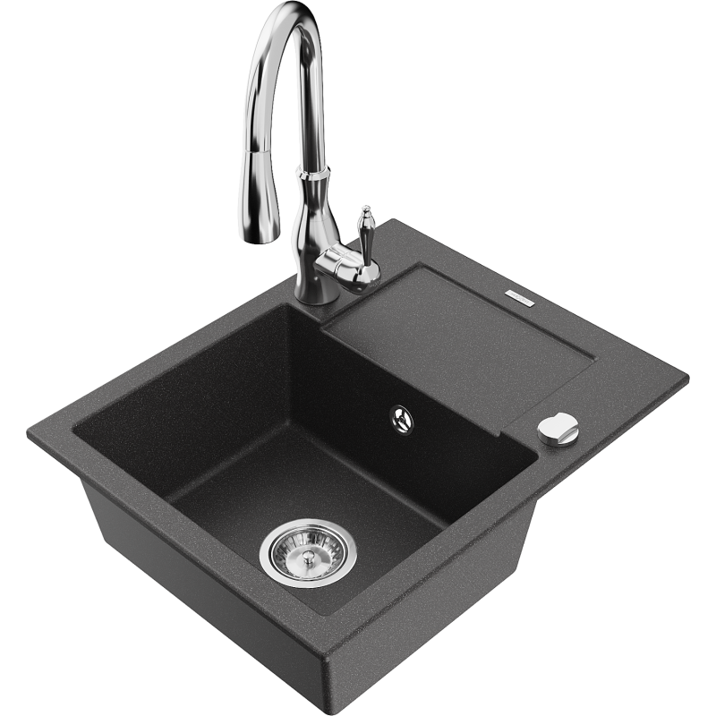 Mexen Enzo Granit-1-Komor-Zerika mit Drainage an der Kichenkraan Savita, Schwarz Spréckeg - 6506-76-672601-00