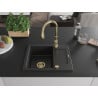 Mexen Enzo fregadero de granito de 1 compartimento con escurridor y grifo de cocina Savita, negro - 6506-77-672601-50