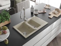 Mexen Gaspar granitni sudoper s 1,5 komore s ocjednikom i kuhinjskom slavinom Savita, bež - 6507-69-672601-00