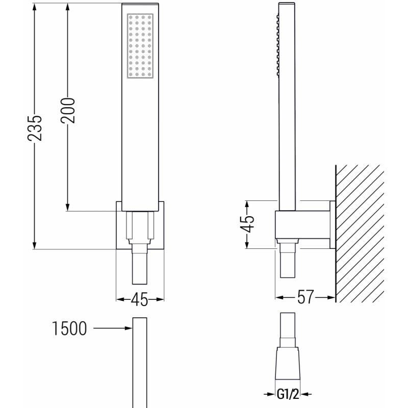 Mexen R-02 set doccia puntuale, gun gray spazzolato - 785005050-66