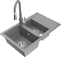 Mexen Gaspar νεροχύτης γρανίτης 1,5-θαλάμων με στράγγισμα και μπαταρία