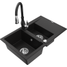 Mexen Gaspar Granitspullacht 1,5-Kummer mat Drain an Kichenkrunn Savita, schwaarz - 6507-77-672601-70