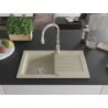 Mexen Pablo single-bowl granite sink with drainer and Savita kitchen faucet, beige - 6510-69-672601-00