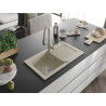 Mexen Pablo fregadero de granito de 1 seno con escurridor y grifo de cocina Savita, beige - 6510-69-672601-69