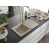 Mexen Pablo lavello in granito a 1 vasca con scolapiatti e rubinetto da cucina Savita, beige - 6510-69-672601-50