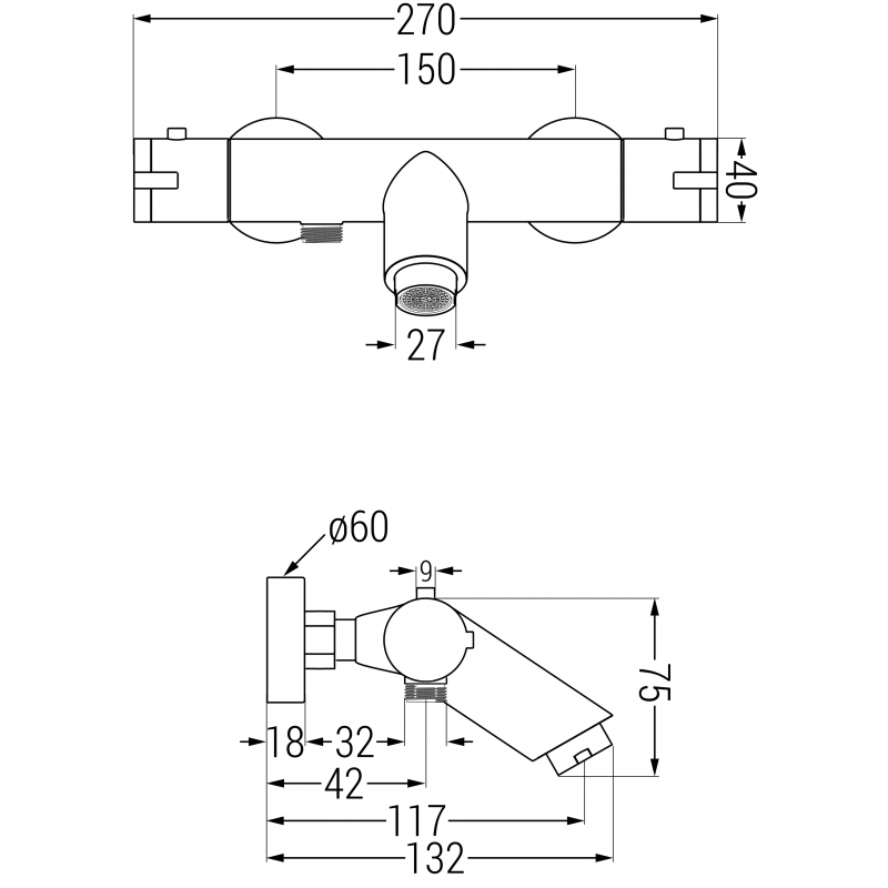 Mexen Kai Thermostat-Badewannenarmatur, Gold - 77300-50