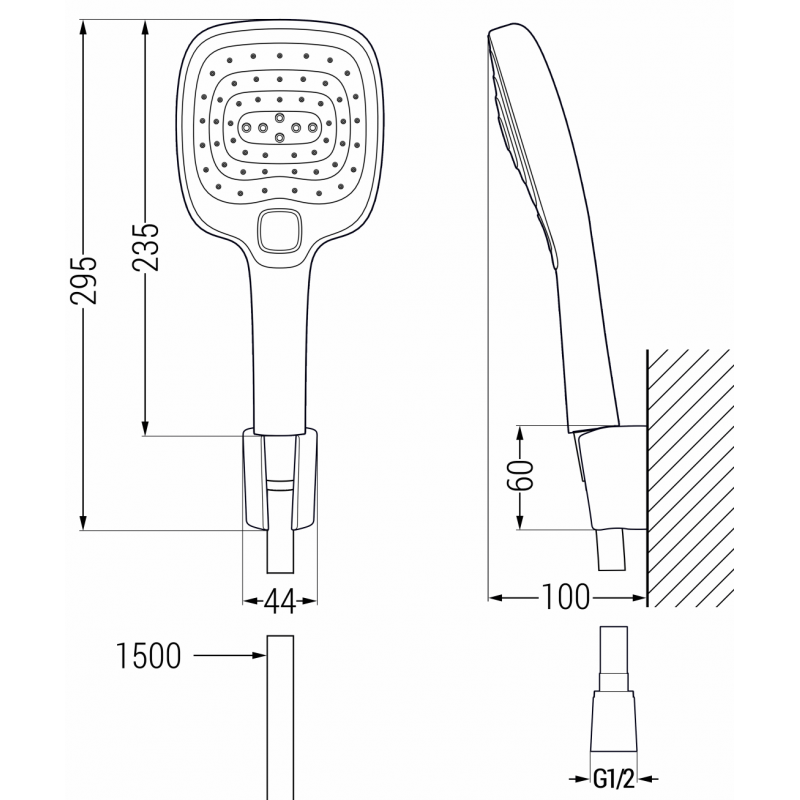 Mexen R-17 puntdouche set, zwart - 785175052-70