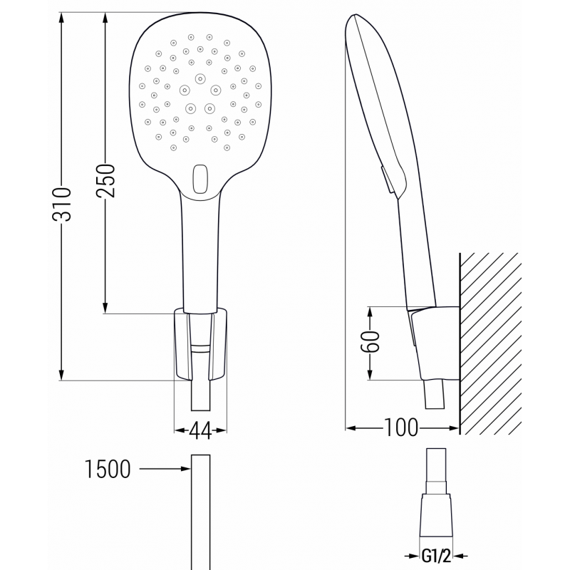 Mexen R-22 ensemble de douche ponctuel, noir - 785225052-70