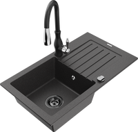 Mexen Pablo νεροχύτης γρανίτης 1-θάλαμος με στραγγιστήρα και μπαταρία