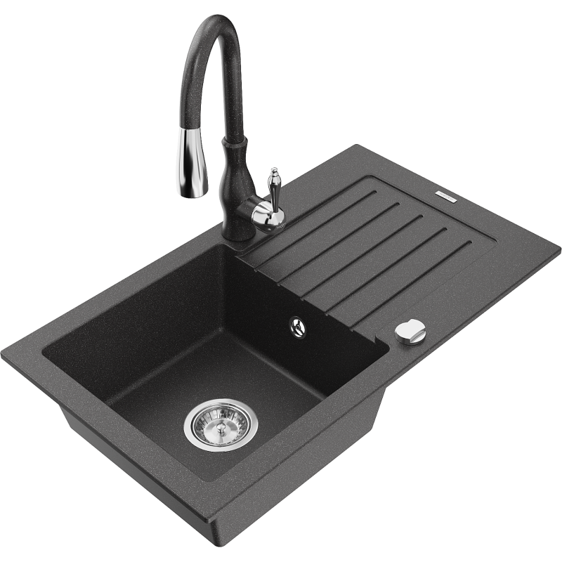 Mexen Pablo νεροχύτης γρανίτης 1-θήκη με στήριγμα και μπαταρία κουζίνας