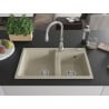 Mexen Tomas granite kitchen sink 2-bowl with Savita kitchen tap, beige - 6516-69-672601-00