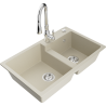 Mexen Tomas lavello in granito a 2 vasche con rubinetto da cucina Savita, beige - 6516-69-672601-00