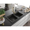Mexen Tomas Granitspüle 2-Kammer mit Küchenarmatur Savita, schwarz/golden metallic - 6516-75-672601-50-B