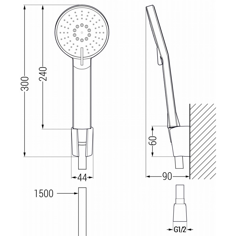Mexen R-40 punktduschset, borstad gun grå - 785405052-66