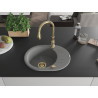 Mexen Kevin fregadero de granito de 1 seno con escurridor y grifo de cocina Savita, gris - 6517-71-672601-50