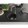Mexen Kevin lavello in granito con 1 vasca con scolapiatti e miscelatore da cucina Savita, nero/oro metallico