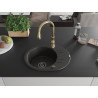 Mexen Kevin Granitspüle 1-Becken mit Abtropffläche und Küchenarmatur Savita, schwarz/gold metallic - 6517-75-672601-50-B