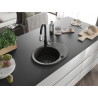 Mexen Kevin 1-Kammer-Granitespüle mit Abtropffläche und Küchenarmatur Savita, schwarz/goldmetallik - 6517-75-672601-70-B