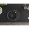 Mexen Kevin fregadero de granito de 1 tazón con escurridor y grifo de cocina Savita, negro moteado - 6517-76-672601-70-B
