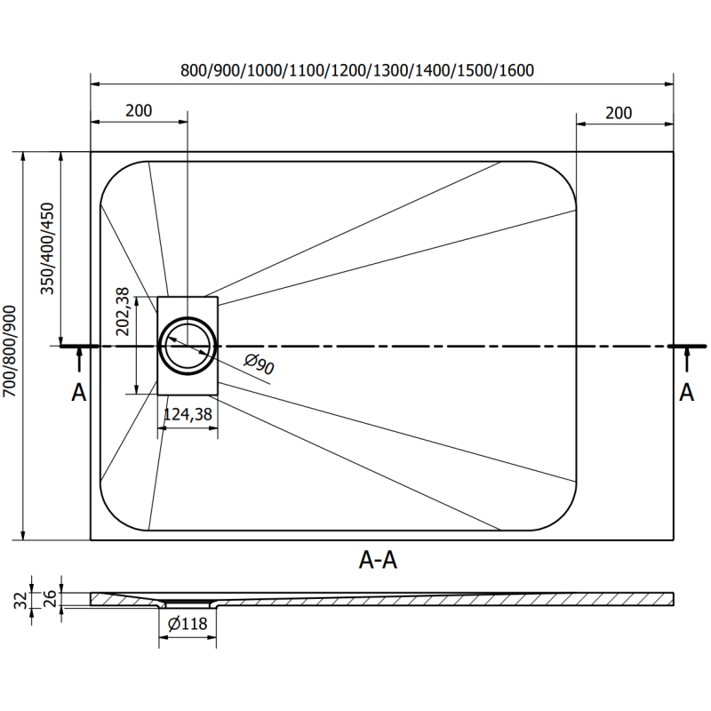 Mexen Hugo base de duche retangular SMC 100 x 90 cm, branco - 42109010