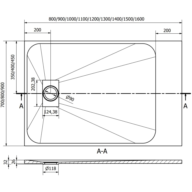 Mexen Hugo rectangular shower tray SMC 100 x 90 cm, white - 42109010