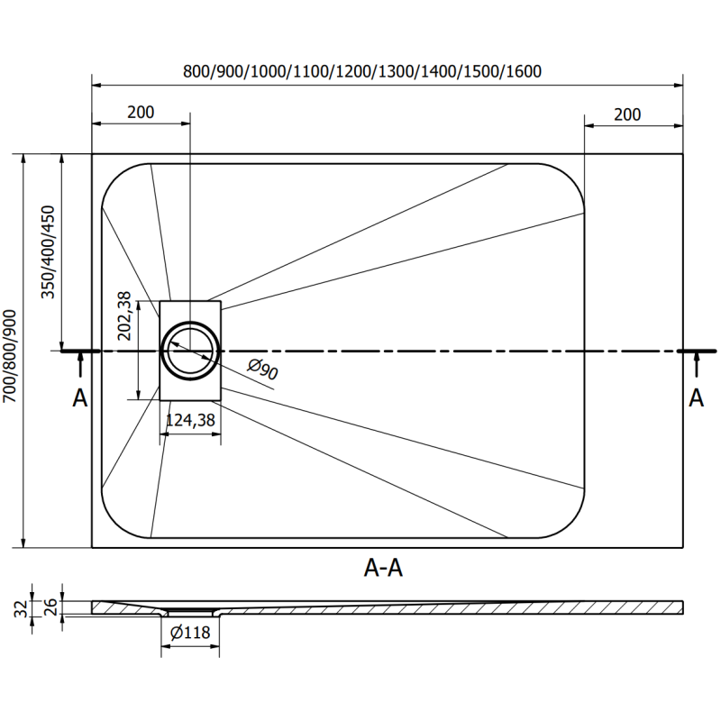 Mexen Hugo SMC suorakulmainen suihkuallas 100 x 90 cm, valkoinen - 42109010