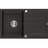 Mexen Bruno lavello in granito 1-vasca con scola piatti 795 x 495 mm, nero/oro metallizzato, sifone cromato- 6513791010-75