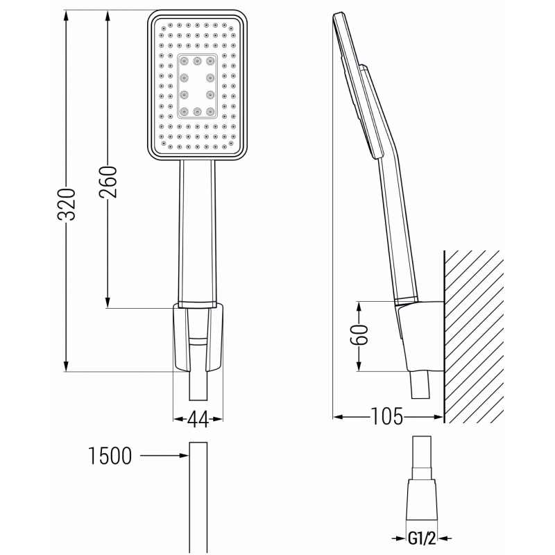 Mexen R-54 zestaw prysznicowy punktowy, czarny/chrom - 785545052-71