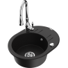 Mexen Kevin fregadero de granito de 1 seno con escurridor y grifo de cocina Savita, negro - 6517-77-672601-00