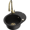 Mexen Kevin fregadero de granito de 1 seno con escurridor y grifo de cocina Savita, negro - 6517-77-672601-50