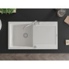 Mexen Leo fregadero de granito de 1 cubeta con escurridor y grifo de cocina Carla, blanco - 6501-20-670700-00