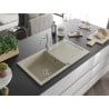 Mexen Leo 1-Bowl Granite Sink with Drainer and Kitchen Faucet Carla, Beige - 6501-69-670700-00