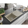 Mexen Leo granit gootsteen 1-kompartment met afdruiprek en keukenkraan Carla, beige - 6501-69-670700-00