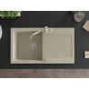 Mexen Leo lavello in granito monovasca con sgocciolatoio e rubinetto da cucina Carla, beige - 6501-69-670700-69
