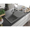 Mexen Leo fregadero de granito de 1 seno con escurridor y grifo de cocina Carla, gris - 6501-71-670700-70-B