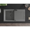 Mexen Leo 1-bowl granite kitchen sink with drainer and Carla kitchen faucet, gray - 6501-71-670700-70-B
