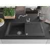 Mexen Leo fregadero de granito de 1 seno con escurridor y grifo de cocina Carla, negro salpicado - 6501-76-670700-00