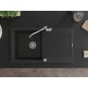 Mexen Leo granite kitchen sink with 1 bowl, drainer, and Carla faucet, black - 6501-77-670700-00