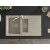Mexen Matias granitische spoelbak 1,5-kamer met afdruiprek en keukenkraan Carla, beige - 6502-69-670700-69