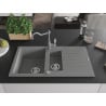 Mexen Matias 1.5-bowl Granite Sink with Drainer and Carla Kitchen Faucet, Gray - 6502-71-670700-71